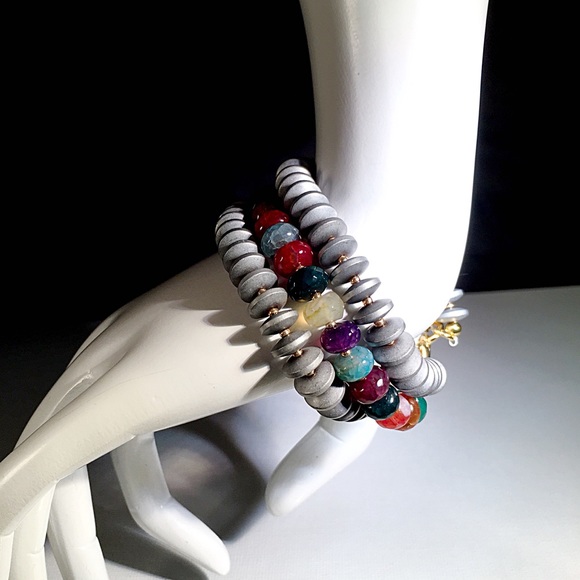 🔱SALE🔱 Crystal Agate and Hematite Bracelet 🌄 - Picture 1 of 6